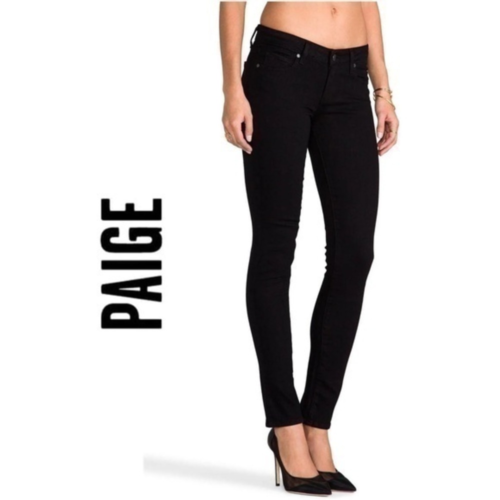 PAIGE | Skyline Mid Rise Skinny Jeans Black Wash  4 way stretch - size 27